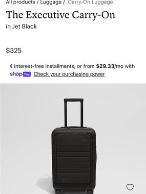 Away Jet Black Executive Carry-On Roller never used just taken out of box